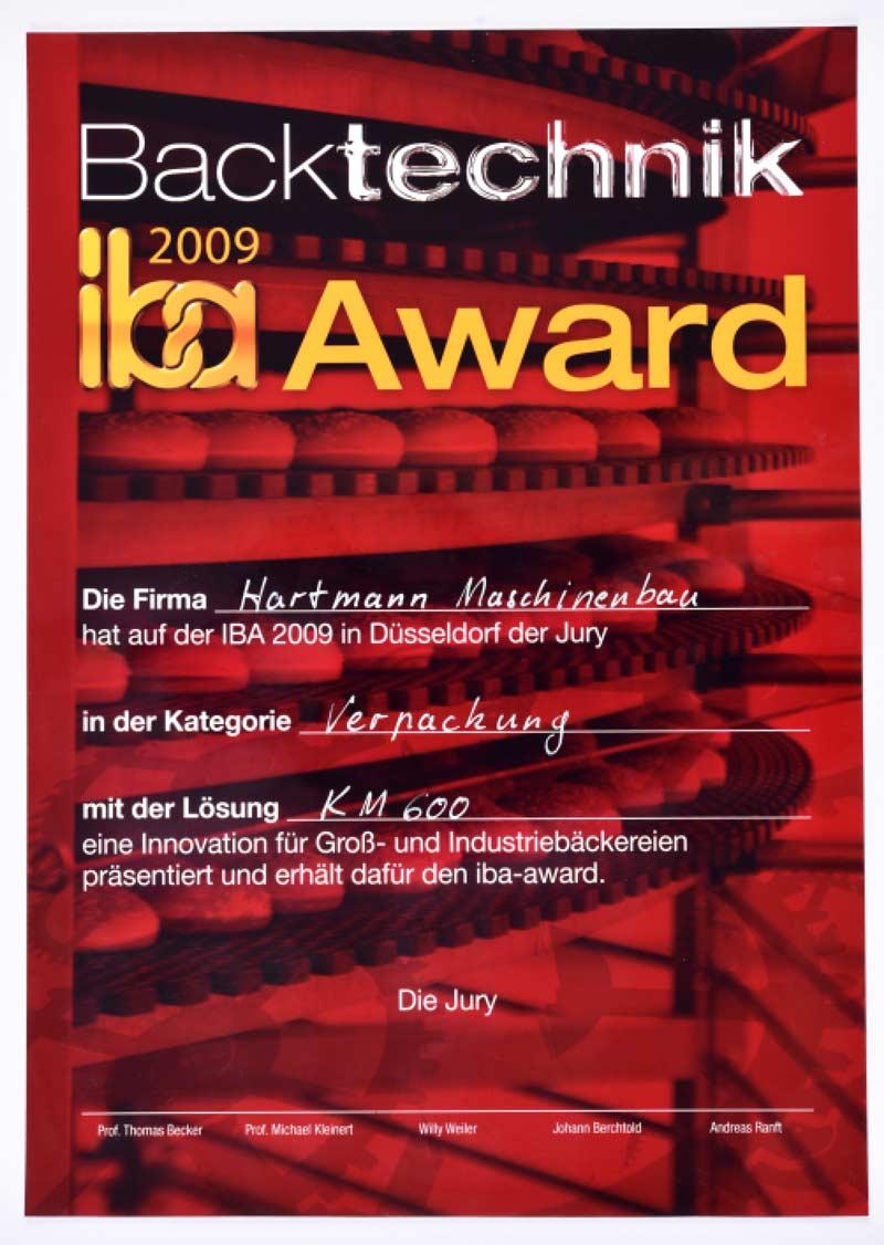 IBA Award 2009 Urkunde